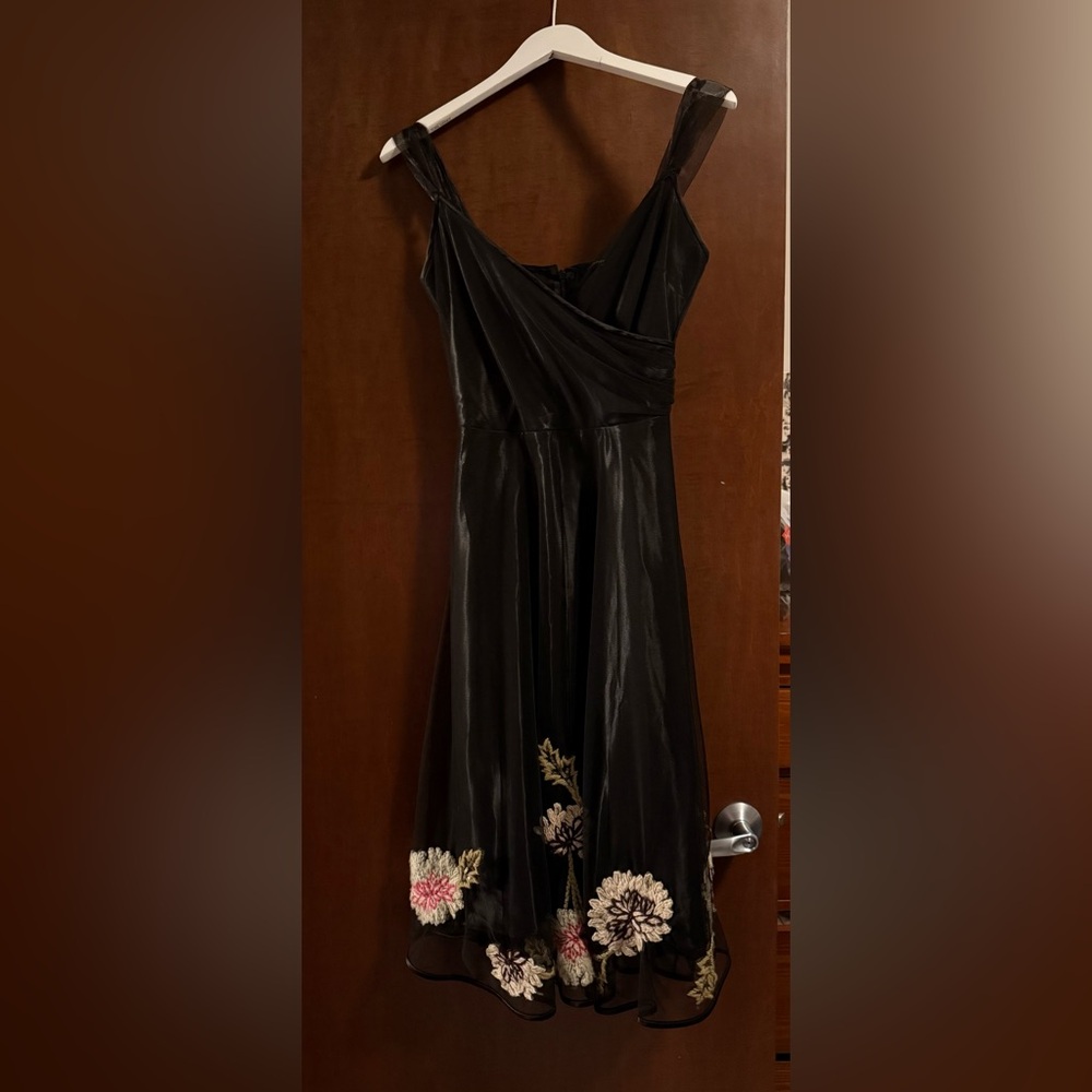 Vintage Betsey Johnson 90s floral embroidered tulle midi dress